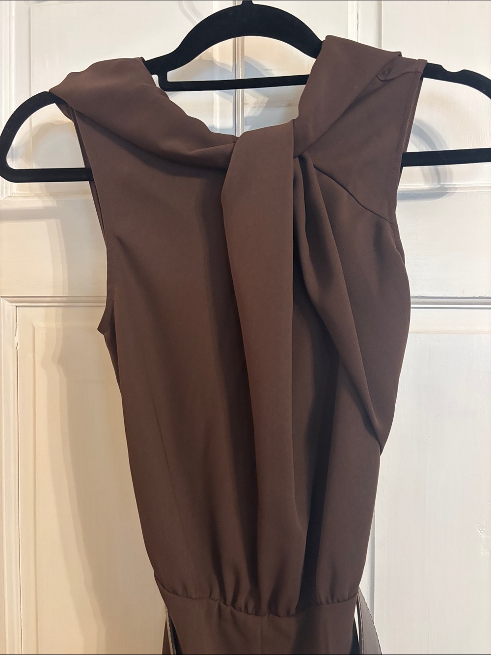 Zara Dark Brown Sleeveless Jumpsuit with Belt Detail - Picture 2 of 6